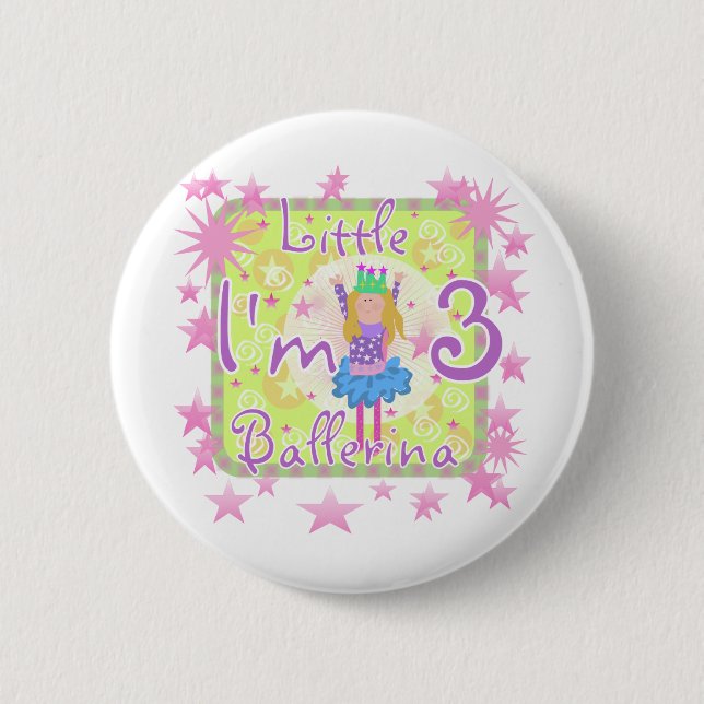 Ballerina 3rd Birthday Tshirts and Gifts 6 Cm Round Badge (Front)