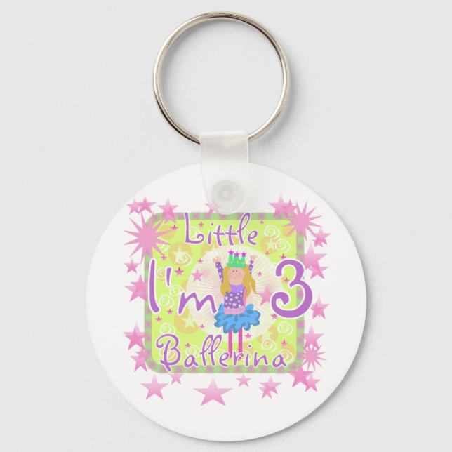 Ballerina 3rd Birthday Tshirts and Gifts Key Ring (Front)