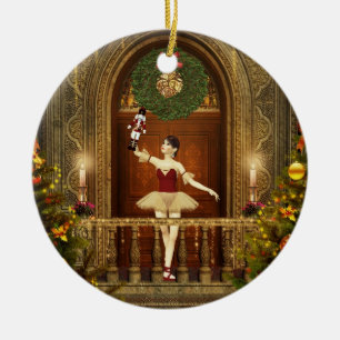 Ballerina and Nutcracker Ceramic Holiday Ornament