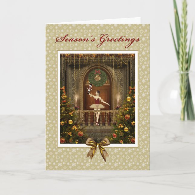 Ballerina and Nutcracker Season's Greetings Card (Front)