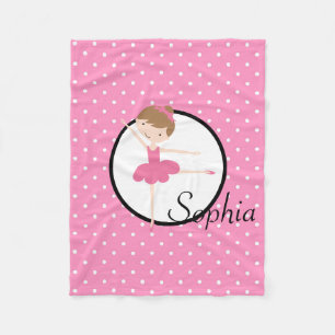 Ballerina and Polka Dots Fleece Blanket