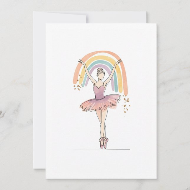 ballerina and rainbow invitation (Front)