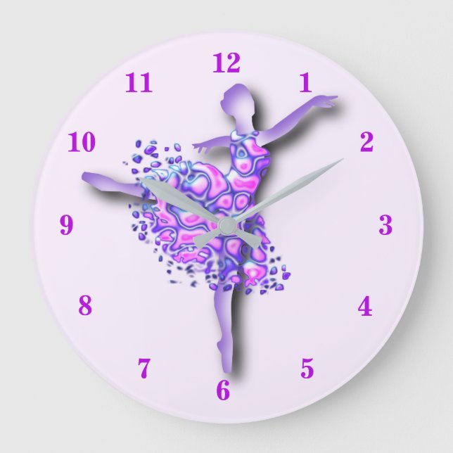 Ballerina Art Purple Dance - Ballet Dancer Drawing Large Clock (Front)