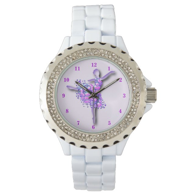 Ballerina Art Purple Dance Ballet Dancer Drawing  Watch (Front)