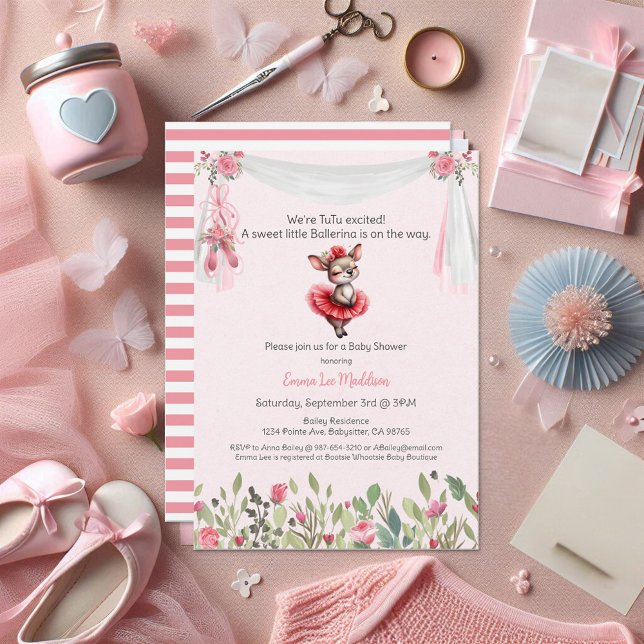 Ballerina Baby Girl Shower Tutu Elegant Kangaroo Invitation (Creator Uploaded)