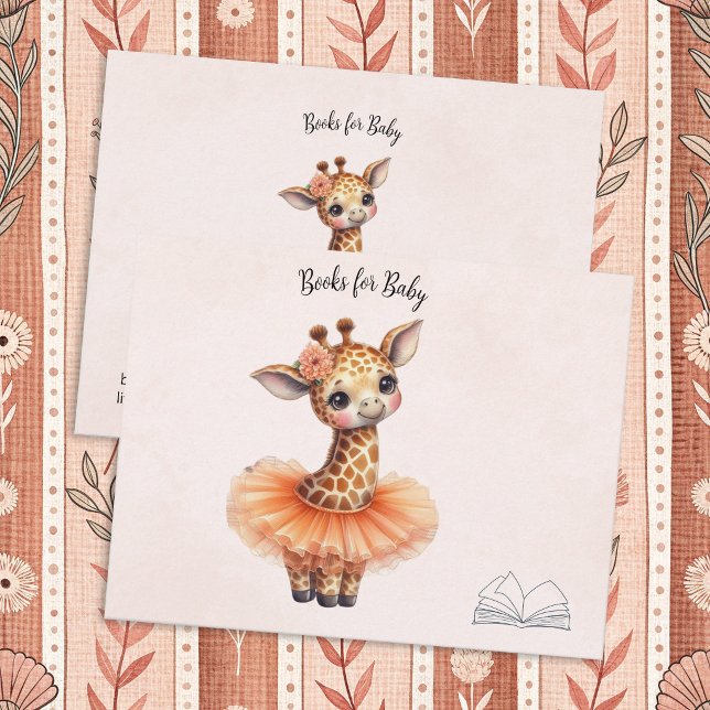 Ballerina Baby Girl Shower Tutu Giraffe Books Enclosure Card (Creator Uploaded)