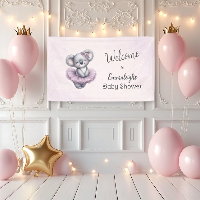 Ballerina Baby Girl Shower Tutu Koala Welcome Banner (Creator Uploaded)