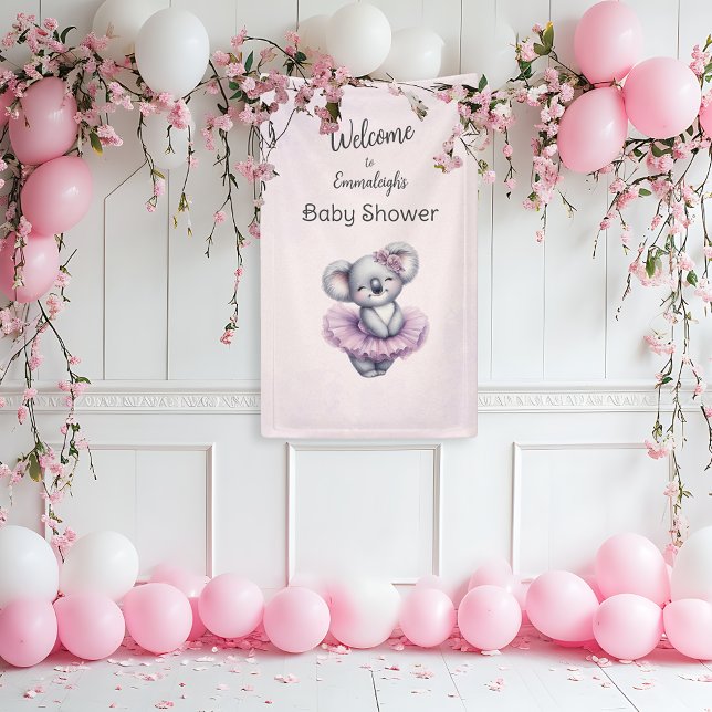 Ballerina Baby Girl Shower Vertical Koala Welcome Banner (Creator Uploaded)