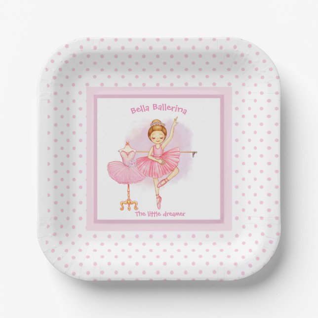 Ballerina Baby Pink Paper Plates (Front)