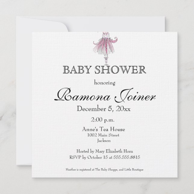 Ballerina Baby Shower Invitation (Front)