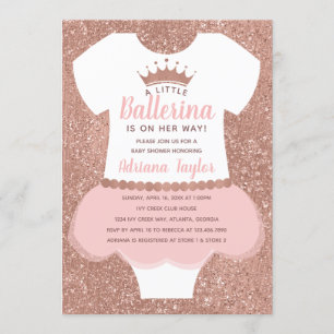 Ballerina Baby Shower Invitation, Rose Gold Invitation