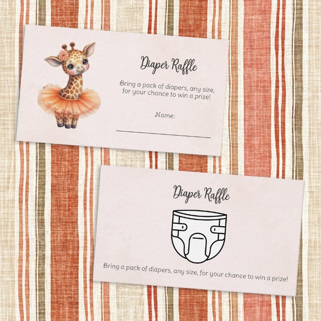 Ballerina Baby Shower Tutu Giraffe Diaper Game Enclosure Card (Creator Uploaded)