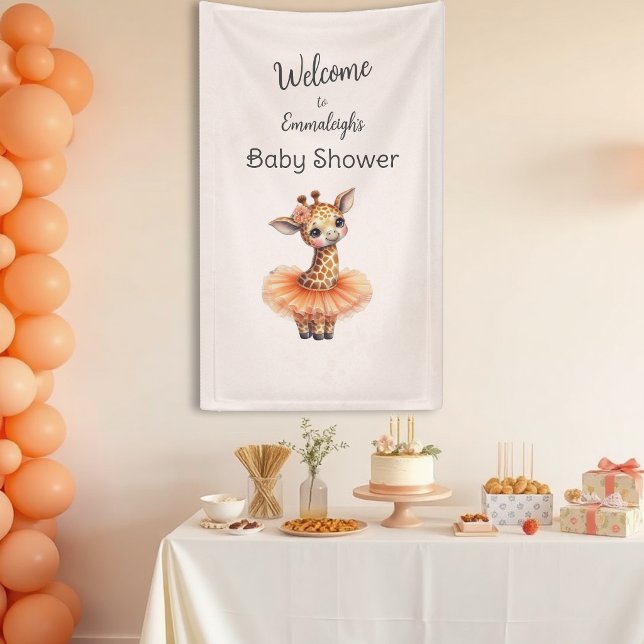 Ballerina Baby Shower Vertical Giraffe Welcome Banner (Creator Uploaded)