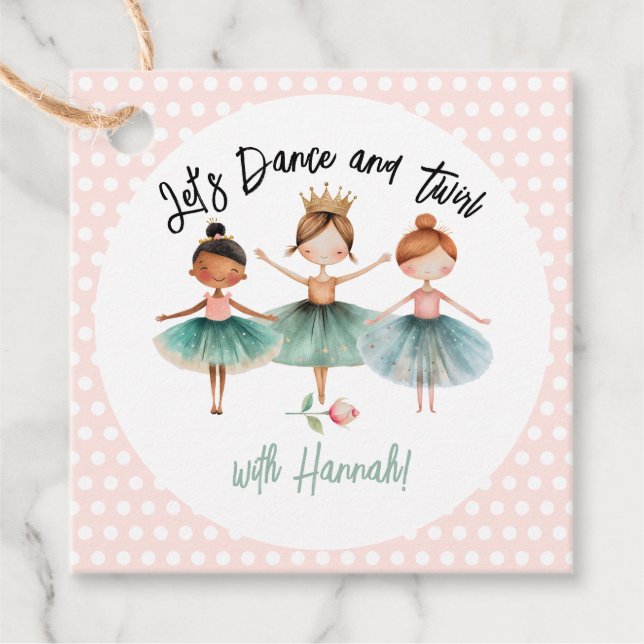 Ballerina Ballet Birthday Girl Favour Tags (Front)