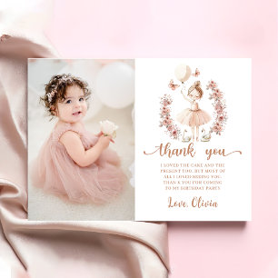 Ballerina Ballet Birthday Photo Thank You Card