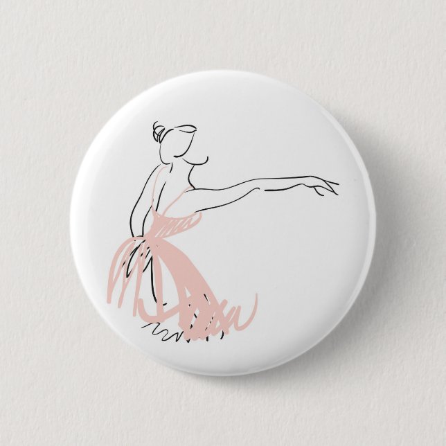 Ballerina ballet dancer 6 cm round badge (Front)