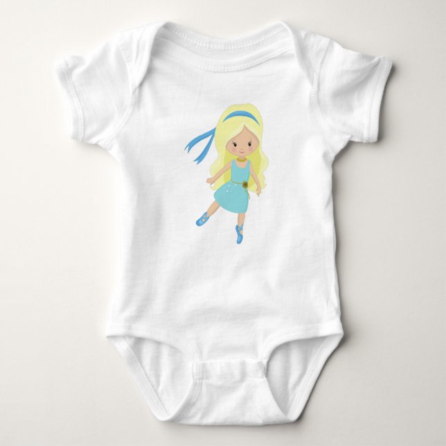 Ballerina, Ballet Dancer, Ballet Girl, Blonde Hair Baby Bodysuit (Front)