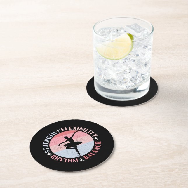 Ballerina Ballet Dancer - Mindset Values Round Paper Coaster (Insitu)