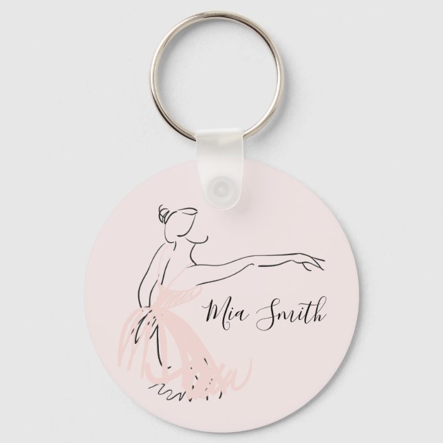 Ballerina ballet dancer personalised name gift key ring (Front)
