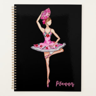 Ballerina ballet dancer with a hand fan  planner