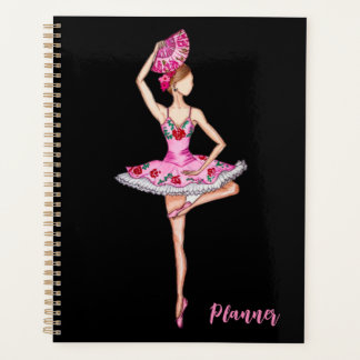 Ballerina ballet dancer with a hand fan planner