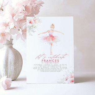 Ballerina Ballet Floral Pink Birthday Party Invitation
