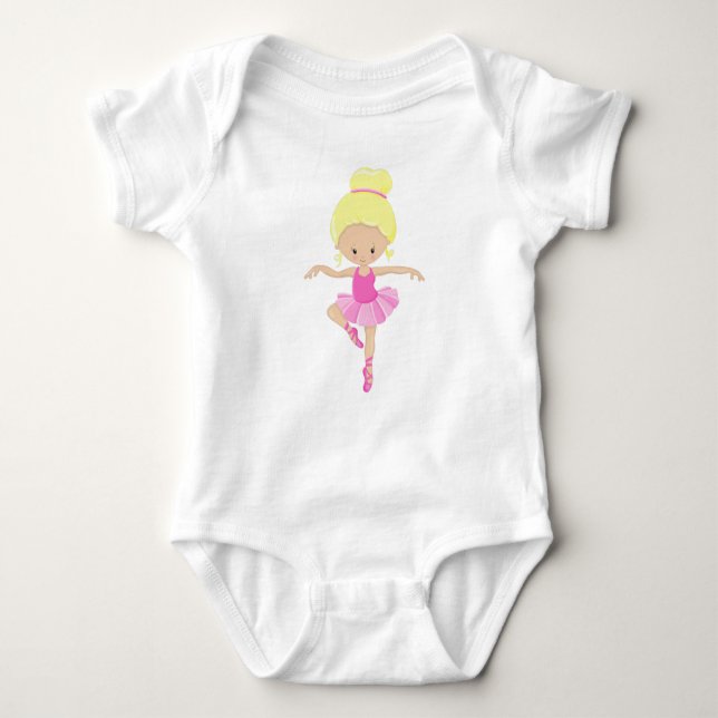 Ballerina, Ballet Girl, Ballet Dance, Blonde Hair Baby Bodysuit (Front)