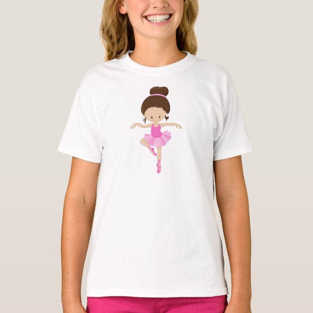 Ballerina, Ballet Girl, Ballet Dance, Brown Hair T-Shirt (Front)