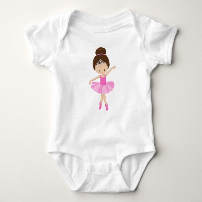 Ballerina, Ballet Girl, Ballet Dancer, Brown Hair Baby Bodysuit (Front)