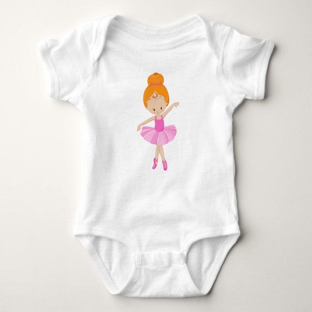 Ballerina, Ballet Girl, Ballet Dancer, Orange Hair Baby Bodysuit (Front)