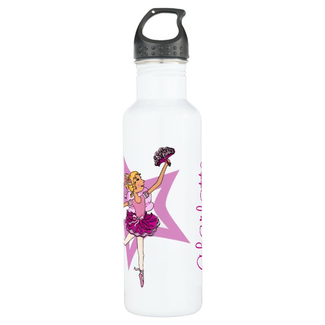 Ballerina ballet girl dancer custom name 710 ml water bottle (Front)
