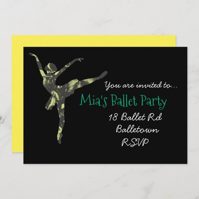 Ballerina ballet girl party invitation (Front/Back)