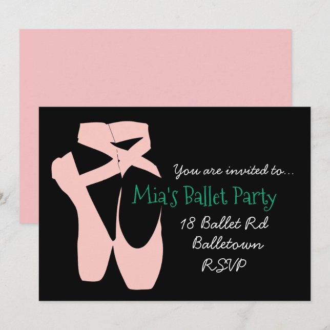 Ballerina ballet girl party invitation (Front/Back)