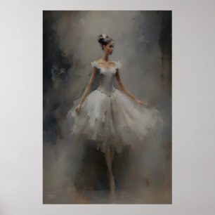 Ballerina Ballet Oil Painting, Dark Academia Poster