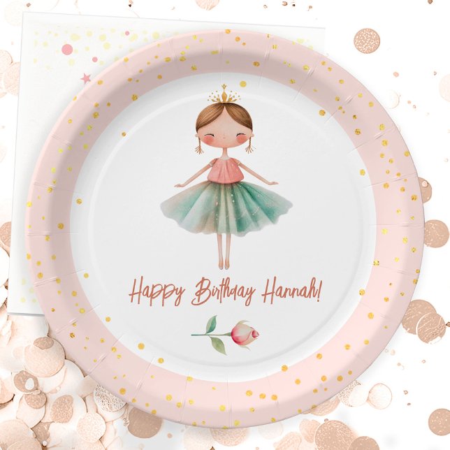 Ballerina Ballet Pink Birthday Paper Plate (Creator Uploaded)