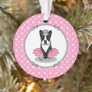 Ballerina Ballet Princess Boston Terrier (black) Ornament