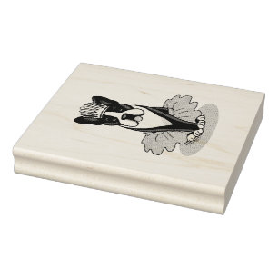 Ballerina Ballet Princess Boston Terrier (black) Rubber Stamp