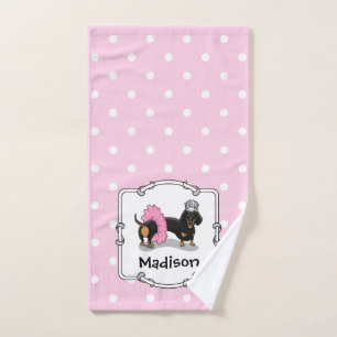 Ballerina Ballet Princess Dachshund (black & tan) Bath Towel Set