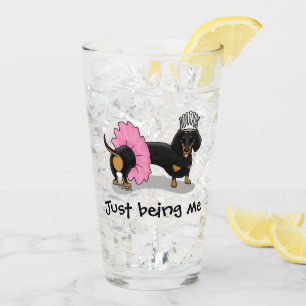 Ballerina Ballet Princess Dachshund (black & tan) Glass