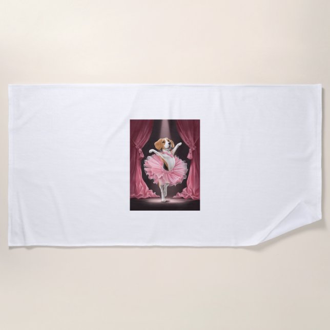 Ballerina Beagle � Funny Dog Dance Beach Towel (Front)