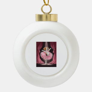 Ballerina Beagle � Funny Dog Dance Ceramic Ball Christmas Ornament
