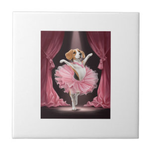 Ballerina Beagle � Funny Dog Dance Ceramic Tile