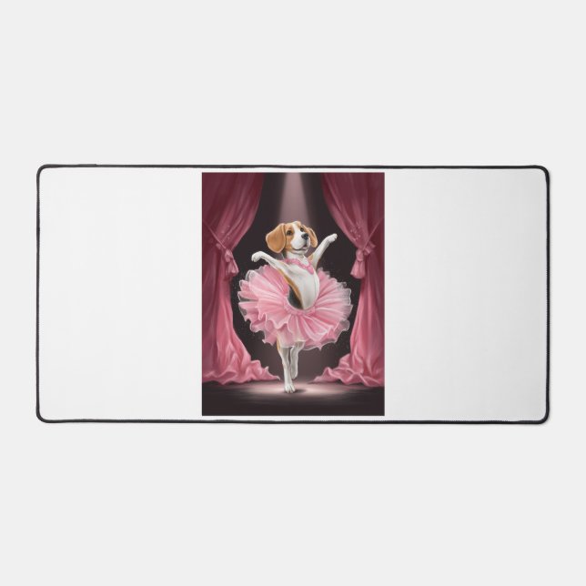 Ballerina Beagle � Funny Dog Dance Desk Mat (Front)
