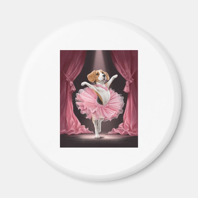 Ballerina Beagle � Funny Dog Dance Magnet (Front)