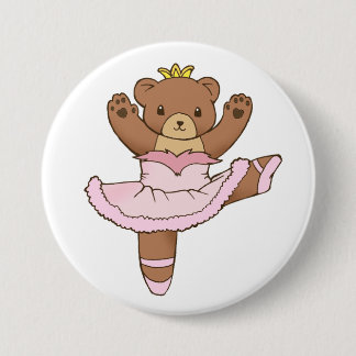 Ballerina Bear in Pink Tutu Button