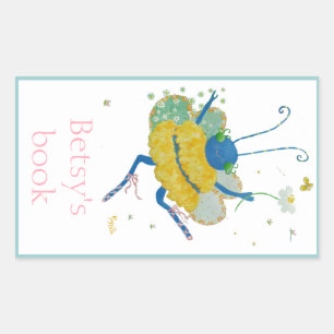 Ballerina Bee bookplate Rectangular Sticker