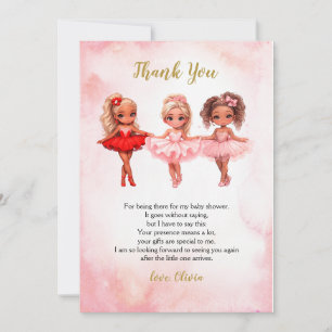 Ballerina Birthday, Ballet Party Thank You Card