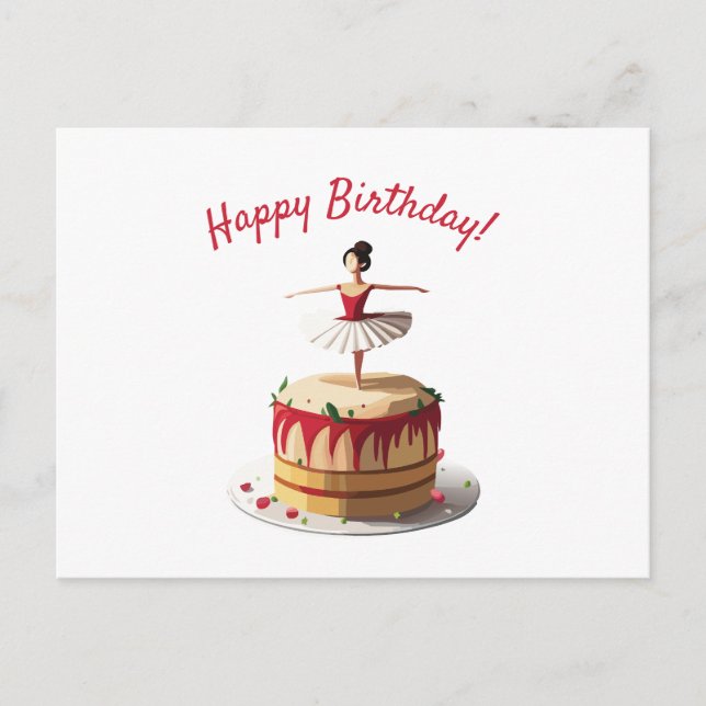Ballerina Birthday Cake Postcard (Front)