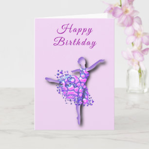 Ballerina Birthday Card Purple Ballet Dancer Woman