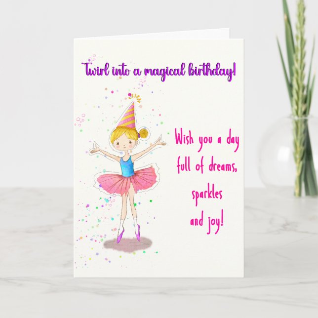 Ballerina birthday for a special girl invitation (Front)